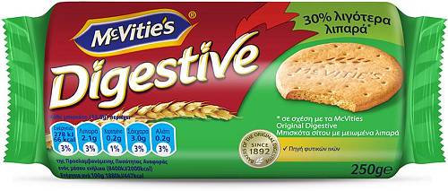 MCVITIE'S DIGESTIVE 30% ΛΙΓΟΤΕΡΑ ΛΙΠΑΡΑ 250ΓΡ