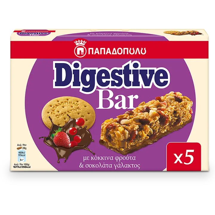 DIGESTIVE BAR ΣΟΚΟΛΑΤΑ ΚΟΚΚΙΝΑ ΦΡΟΥΤΑ(28ΓΡΧ5)
