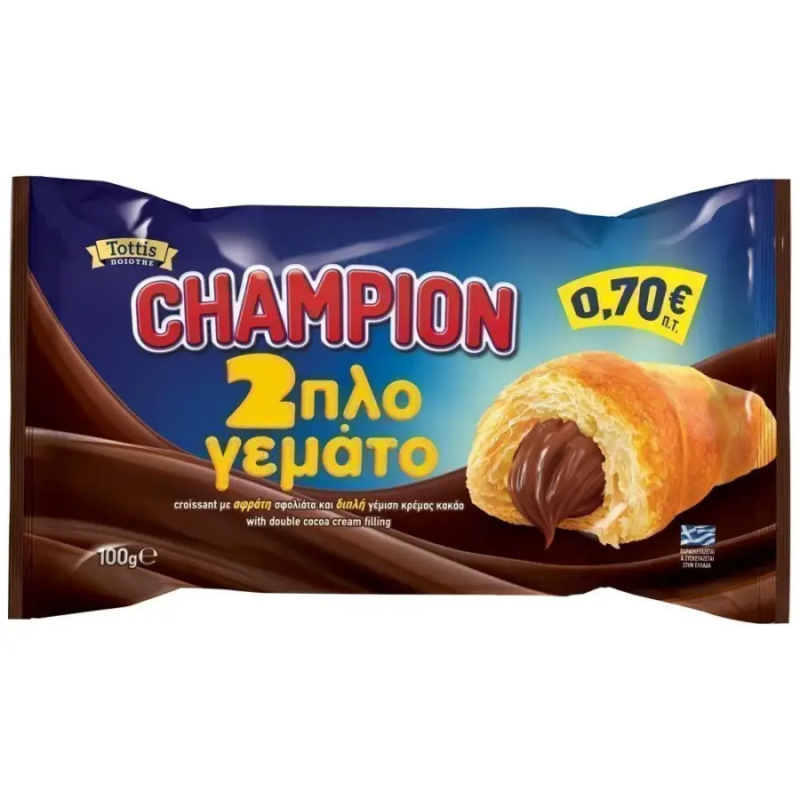 CHAMPION CROISSANT ΔΙΠΛΗ ΓΕΜΙΣΗ ΚΡΕΜΑ ΚΑΚΑΟ 100ΓΡ